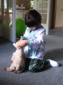 giving lambie a checkup